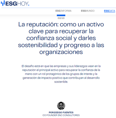 La reputación: como un activo clave para recuperar la confianza social y darles sostenibilidad y progreso a las organizaciones