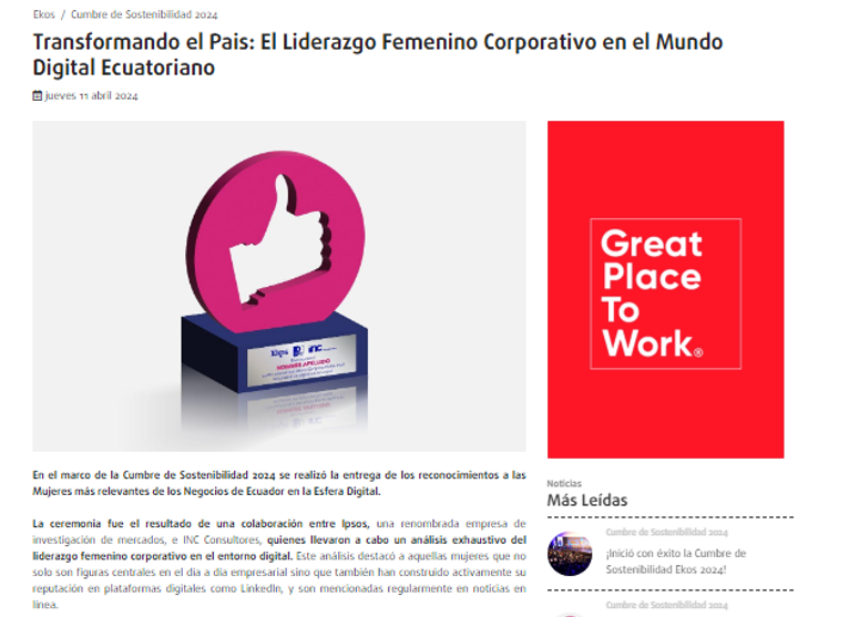 Estudio de líderes empresarias con mejor reputación digital en Ecuador