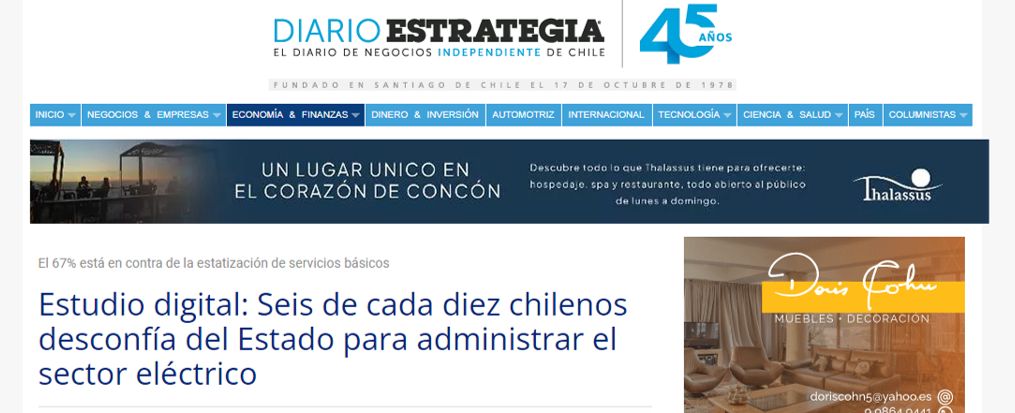 67% de los chilenos desconfía del Estado para administrar el sector eléctrico